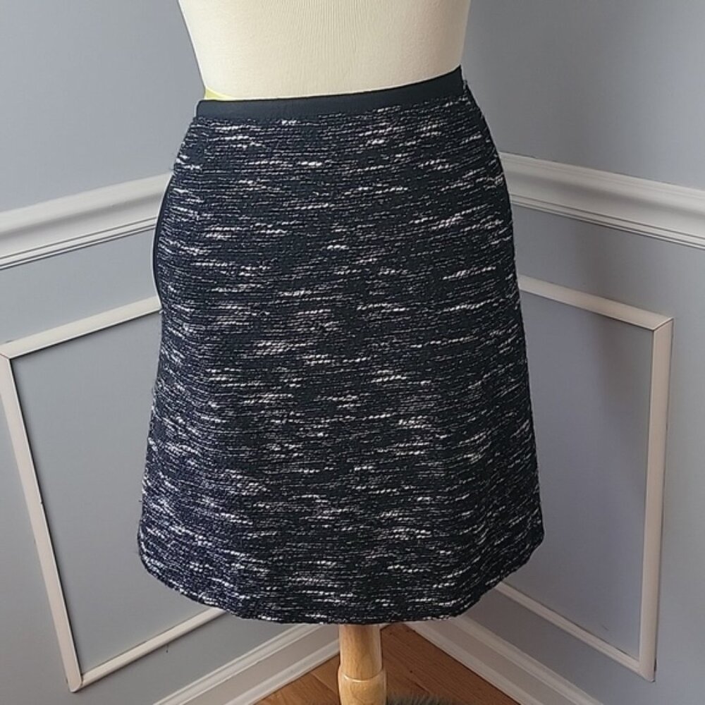 TALBOTS WOMAN PETITE Black White Marled Wool Office Career Pencil Skirt 20WP